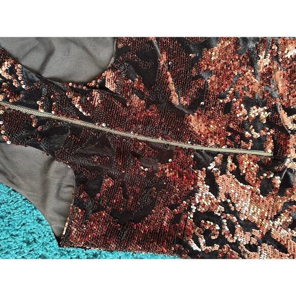 Lavendar Brown XS orange and black racerback sequin mini dress Witchy Whimsygoth - Picture 6 of 9